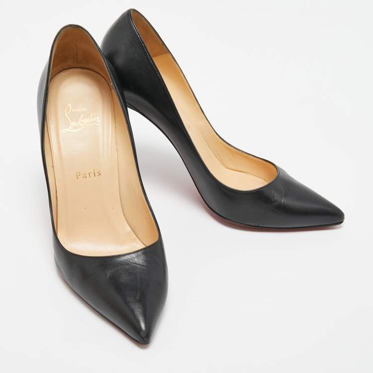 Pre Owned Christian Louboutin Black Leather Pigalle Pointed Toe Pumps Size 39