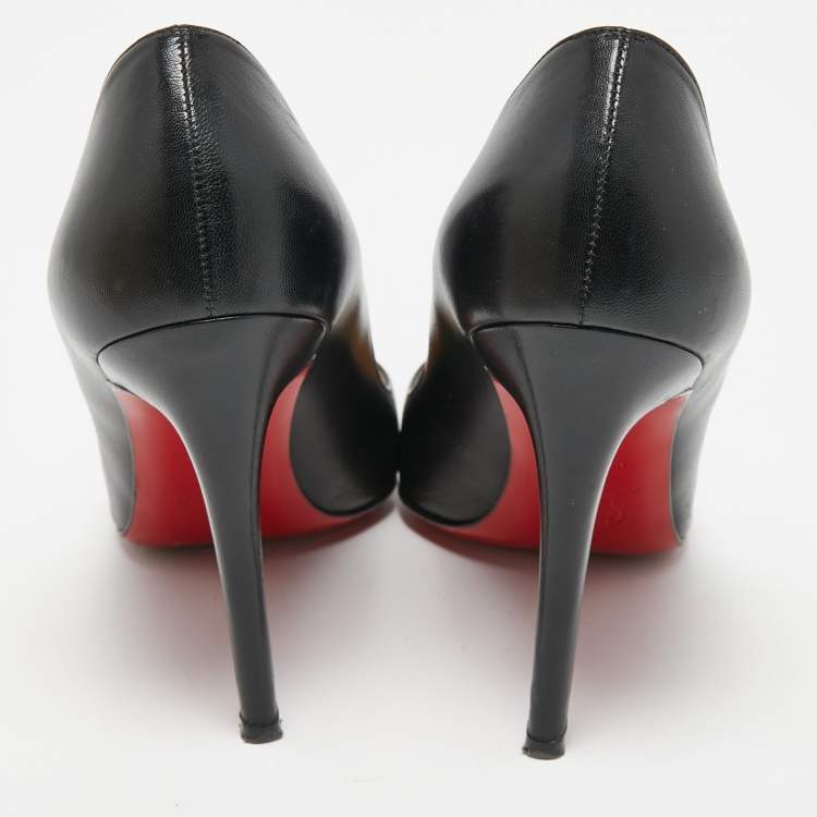Pre Owned Christian Louboutin Black Leather Pigalle Pointed Toe Pumps Size 39