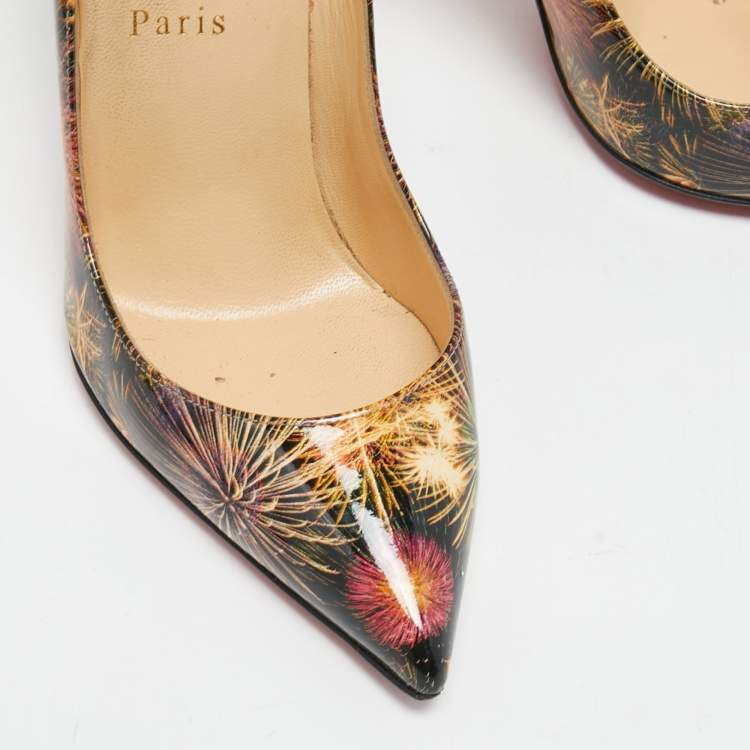 Pre Owned Christian Louboutin Multicolor Firework Print Patent Leather Pigalle Follies Pumps Size 37.5