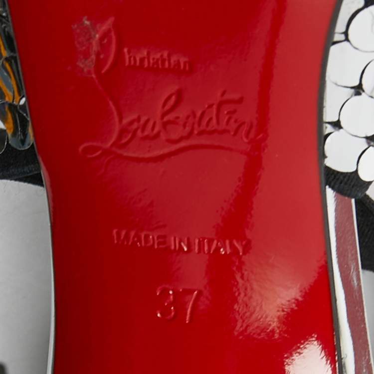 Pre Owned Christian Louboutin Black Leather Jeres Cross Strap Pumps Size 37