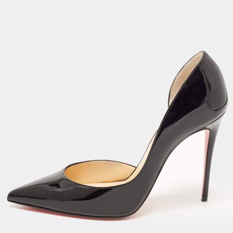 Pre Owned Christian Louboutin Black Patent Iriza Pumps Size 38