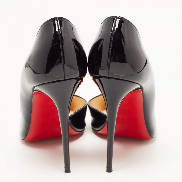 Pre Owned Christian Louboutin Black Patent Iriza Pumps Size 38