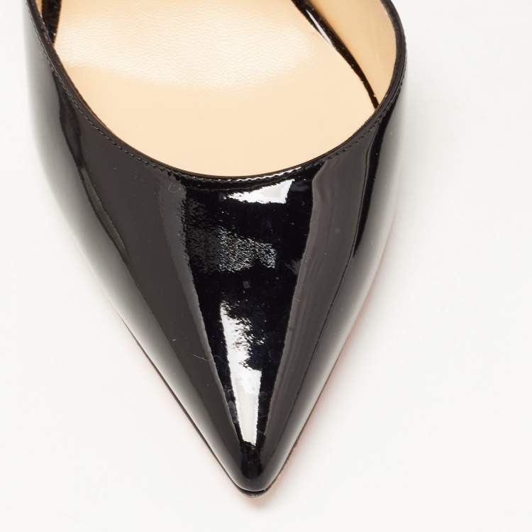 Pre Owned Christian Louboutin Black Patent Iriza Pumps Size 38