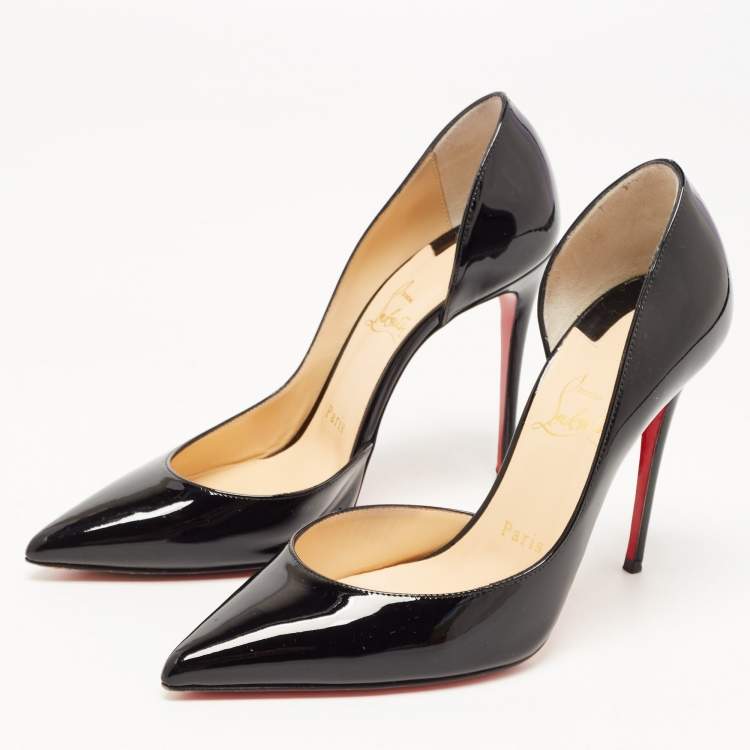 Pre Owned Christian Louboutin Black Patent Iriza Pumps Size 38