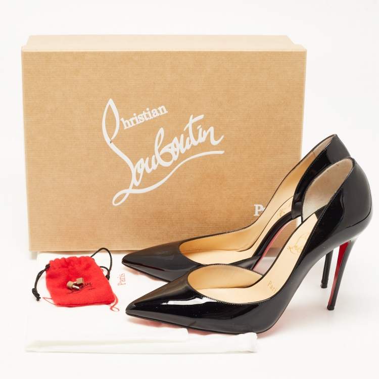 Pre Owned Christian Louboutin Black Patent Iriza Pumps Size 38