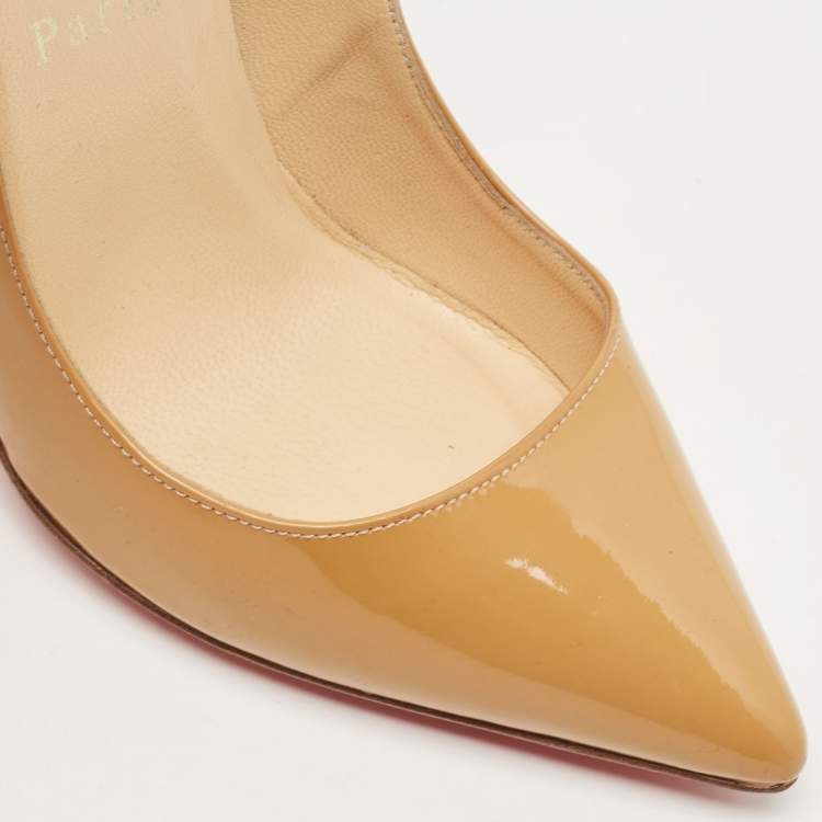 Pre Owned Christian Louboutin Beige Patent So Kate Pumps Size 35
