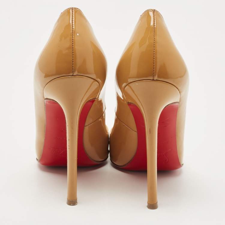 Pre Owned Christian Louboutin Beige Patent So Kate Pumps Size 35