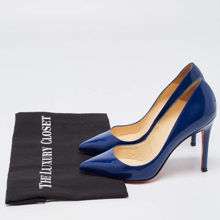مملوكة مسبقًا Christian Louboutin Blue Patent Leather Pigalle Pumps Size 35.5