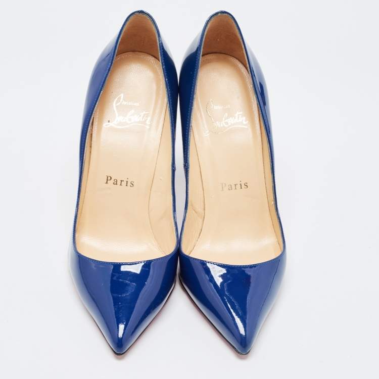 مملوكة مسبقًا Christian Louboutin Blue Patent Leather Pigalle Pumps Size 35.5