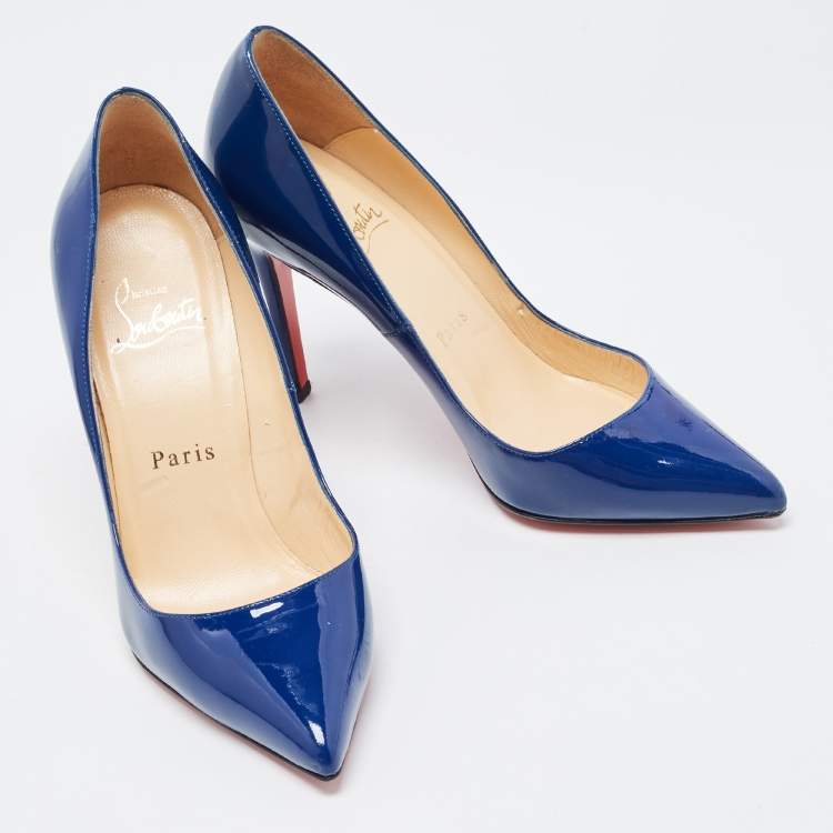 مملوكة مسبقًا Christian Louboutin Blue Patent Leather Pigalle Pumps Size 35.5