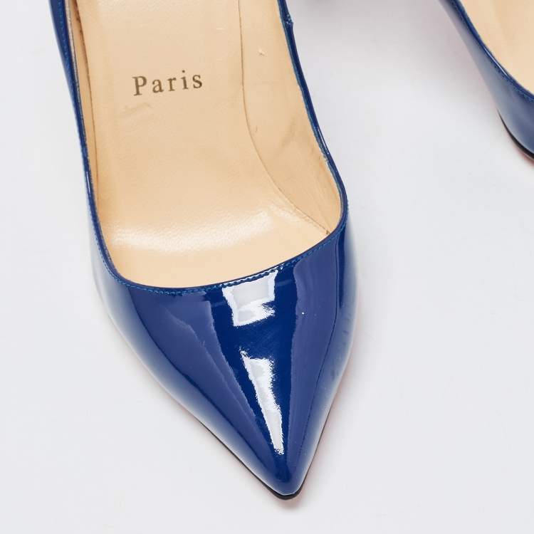 مملوكة مسبقًا Christian Louboutin Blue Patent Leather Pigalle Pumps Size 35.5