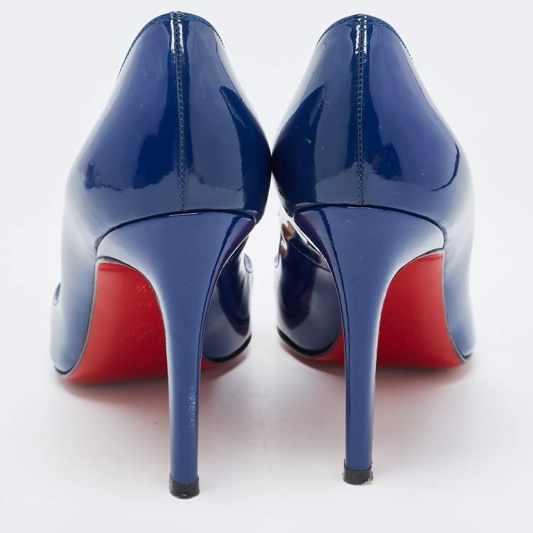 مملوكة مسبقًا Christian Louboutin Blue Patent Leather Pigalle Pumps Size 35.5