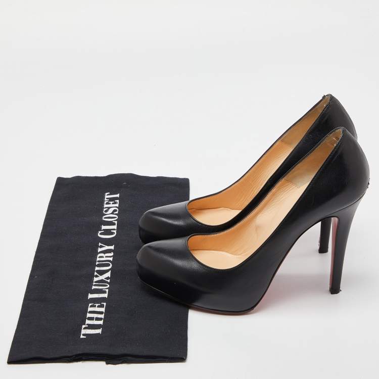 Pre Owned Christian Louboutin Black Leather Rolando Platfom Pumps Size 37