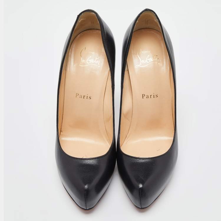Pre Owned Christian Louboutin Black Leather Rolando Platfom Pumps Size 37