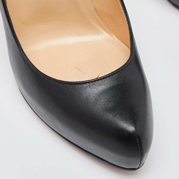 Pre Owned Christian Louboutin Black Leather Rolando Platfom Pumps Size 37