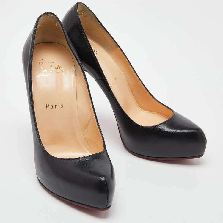 Pre Owned Christian Louboutin Black Leather Rolando Platfom Pumps Size 37