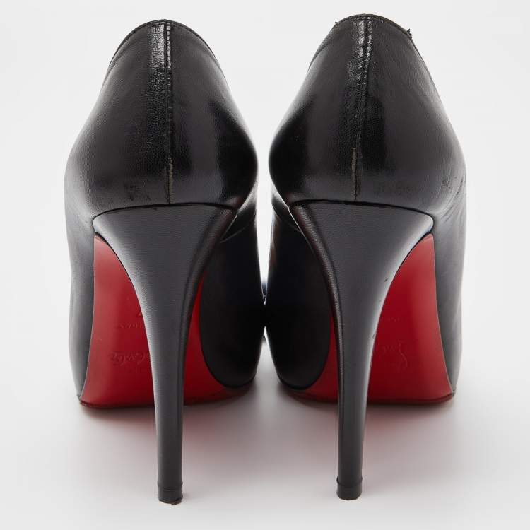 Pre Owned Christian Louboutin Black Leather Rolando Platfom Pumps Size 37