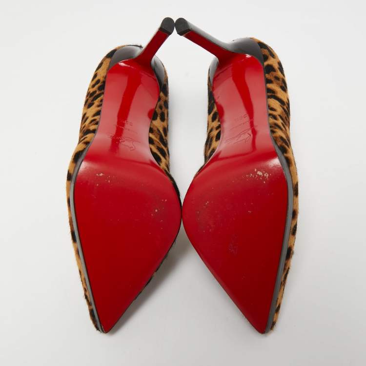 Pre Owned Christian Louboutin Two Tone Calf Hair Pigalle Plato Pumps Size 39.5
