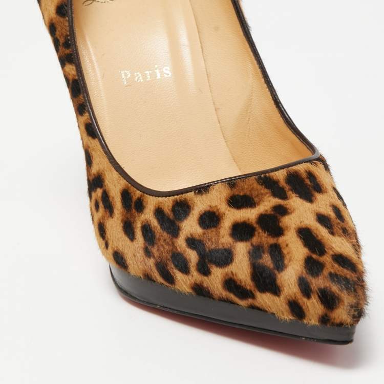 Pre Owned Christian Louboutin Two Tone Calf Hair Pigalle Plato Pumps Size 39.5
