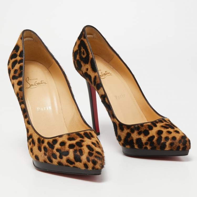 Pre Owned Christian Louboutin Two Tone Calf Hair Pigalle Plato Pumps Size 39.5