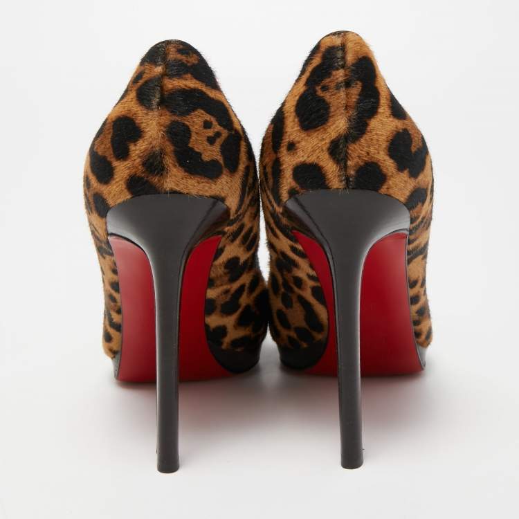 Pre Owned Christian Louboutin Two Tone Calf Hair Pigalle Plato Pumps Size 39.5