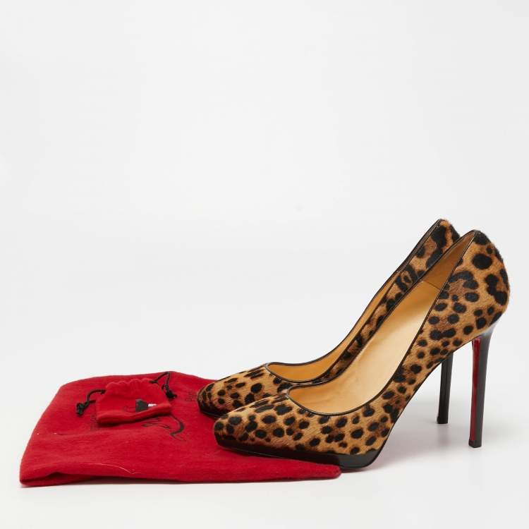 Pre Owned Christian Louboutin Two Tone Calf Hair Pigalle Plato Pumps Size 39.5