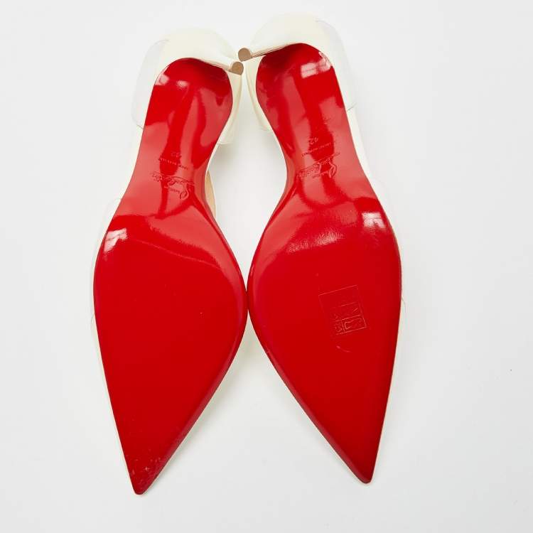Pre Owned Christian Louboutin Two Tone Patent and Leather Round and Square D'orsay Pumps Size 42