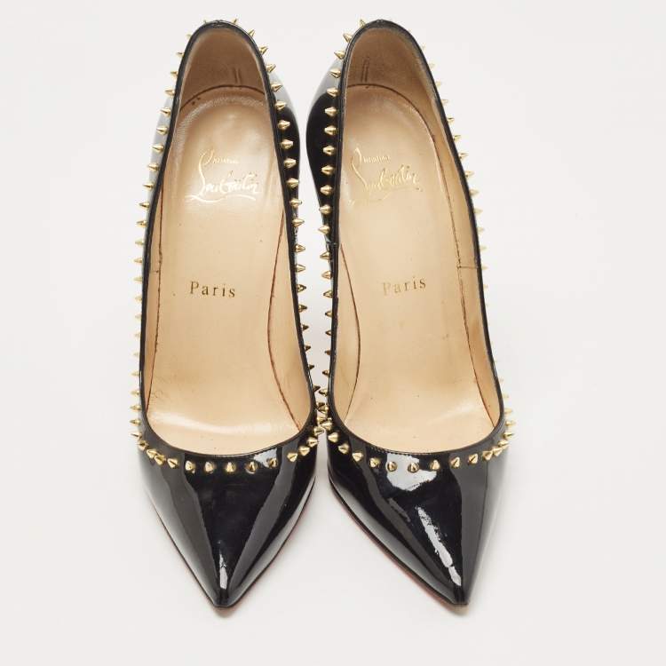 Pre Owned Christian Louboutin Black Patent Anjalina Pumps Size 37.5