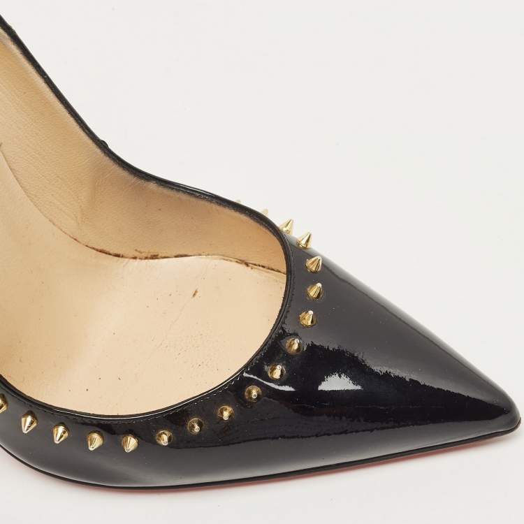 Pre Owned Christian Louboutin Black Patent Anjalina Pumps Size 37.5