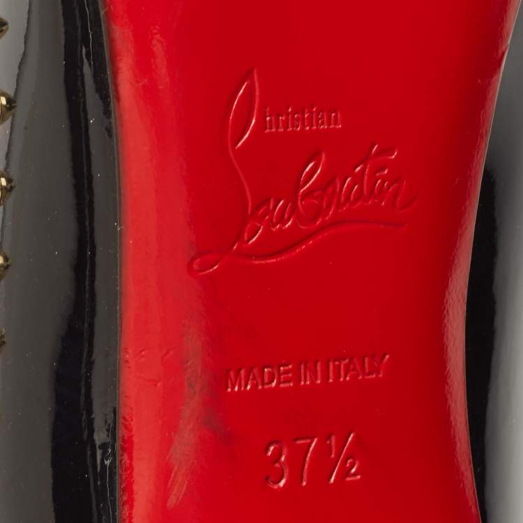 Pre Owned Christian Louboutin Black Patent Anjalina Pumps Size 37.5