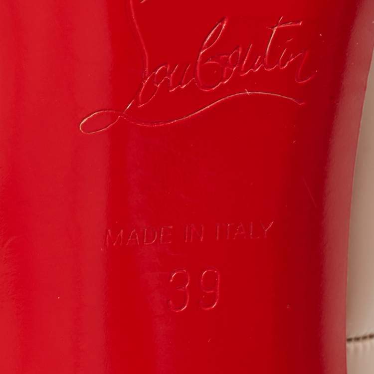Pre Owned Christian Louboutin Beige Patent Leather Pigalle Pumps Size 39