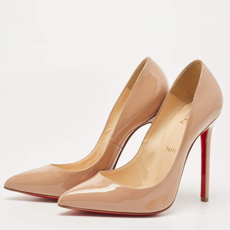 Pre Owned Christian Louboutin Beige Patent Leather Pigalle Pumps Size 39