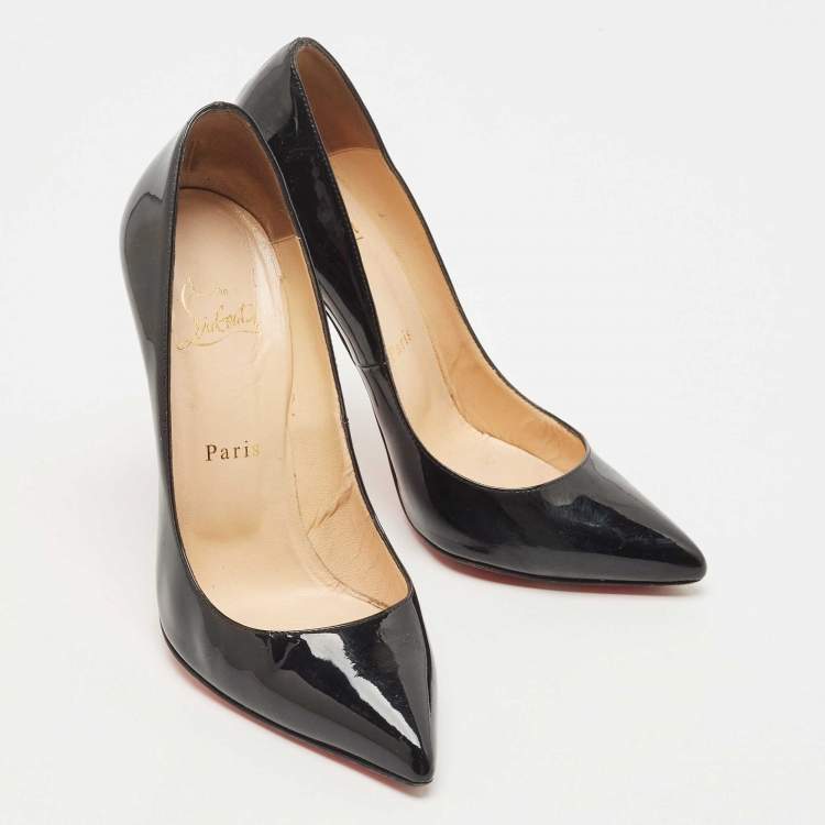 Pre Owned Christian Louboutin Black Patent Leather Pigalle Pumps Size 38
