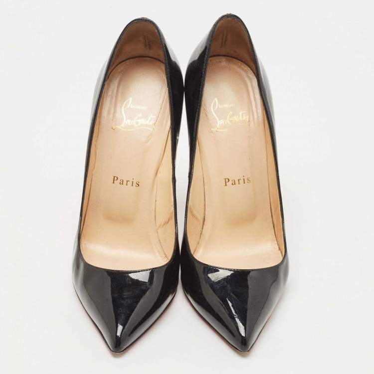 Pre Owned Christian Louboutin Black Patent Leather Pigalle Pumps Size 38