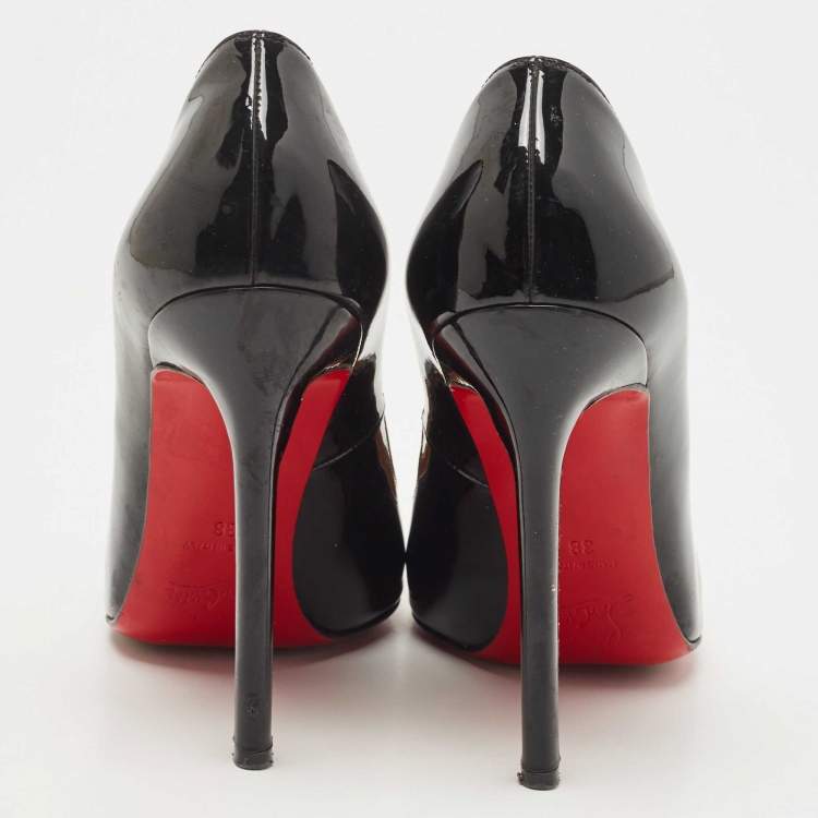 Pre Owned Christian Louboutin Black Patent Leather Pigalle Pumps Size 38