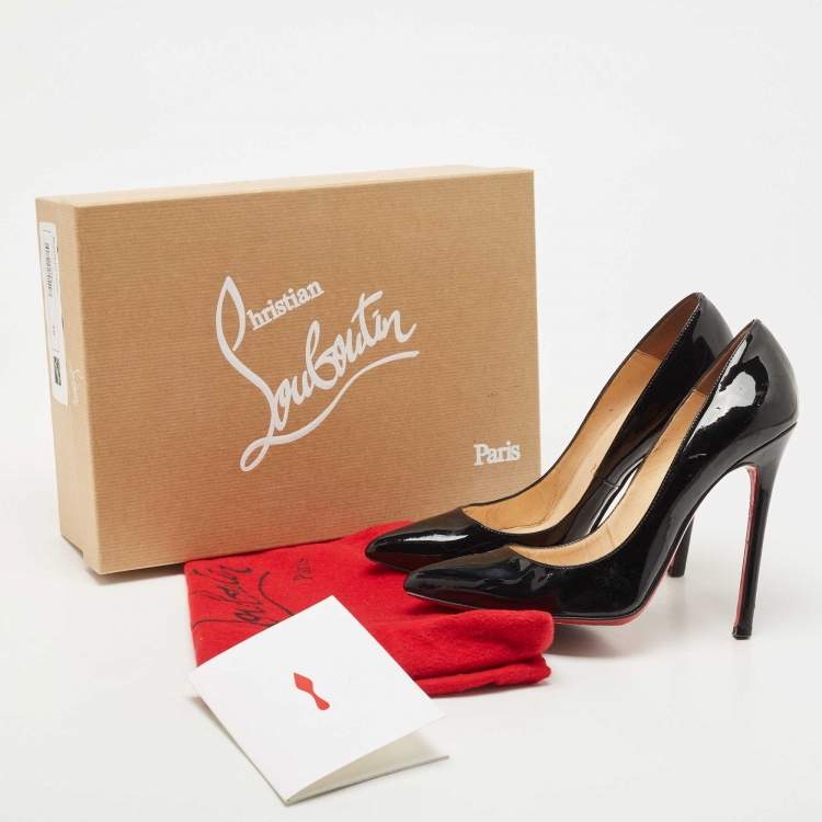 Pre Owned Christian Louboutin Black Patent Leather Pigalle Pumps Size 38