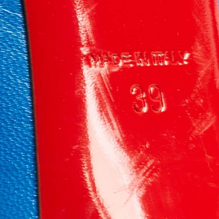 مملوكة مسبقًا Christian Louboutin Blue Leather decollete Pumps Size 39