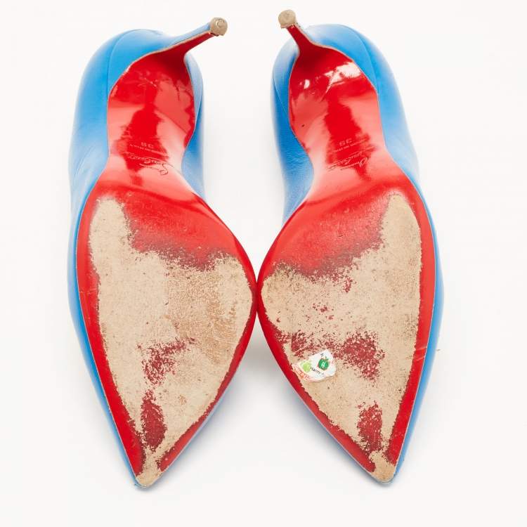 مملوكة مسبقًا Christian Louboutin Blue Leather decollete Pumps Size 39