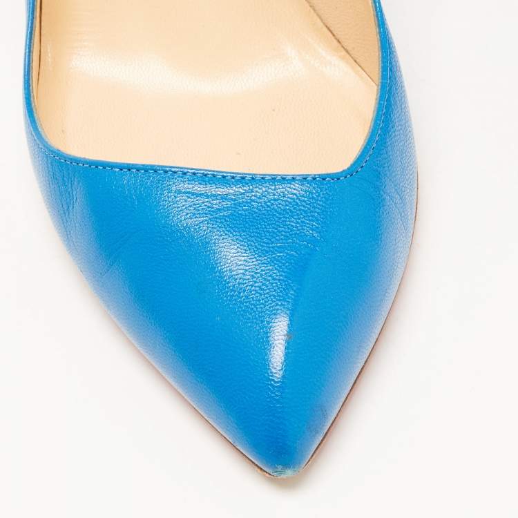 مملوكة مسبقًا Christian Louboutin Blue Leather decollete Pumps Size 39