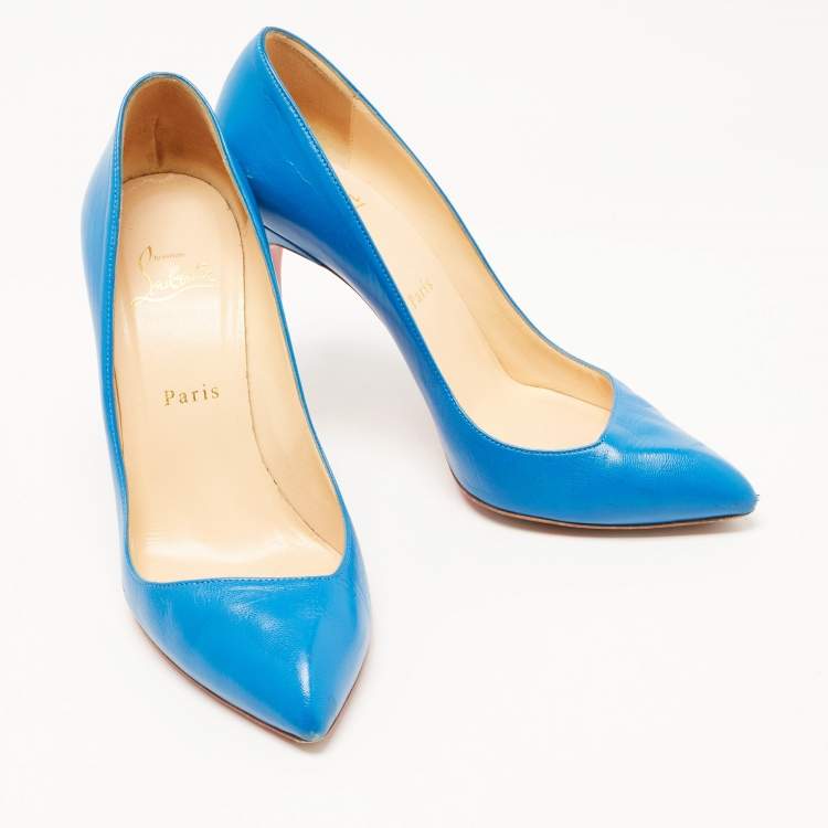 مملوكة مسبقًا Christian Louboutin Blue Leather decollete Pumps Size 39