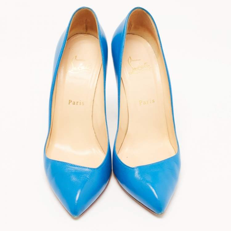 مملوكة مسبقًا Christian Louboutin Blue Leather decollete Pumps Size 39