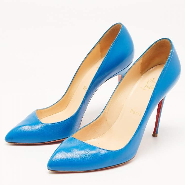 مملوكة مسبقًا Christian Louboutin Blue Leather decollete Pumps Size 39