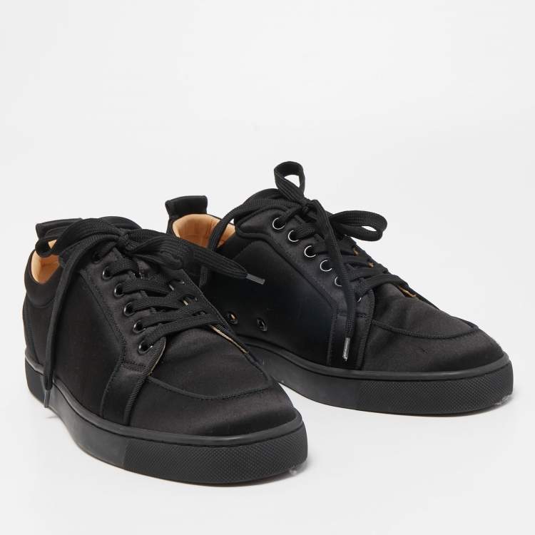 Pre Owned Christian Louboutin Black Satin Vieira Low Top Sneakers Size 40
