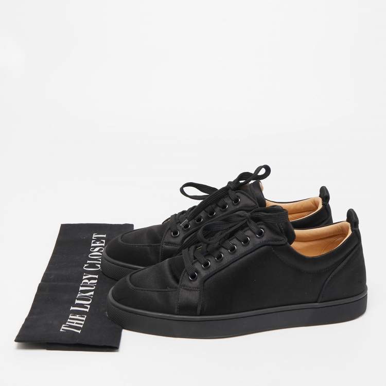 Pre Owned Christian Louboutin Black Satin Vieira Low Top Sneakers Size 40