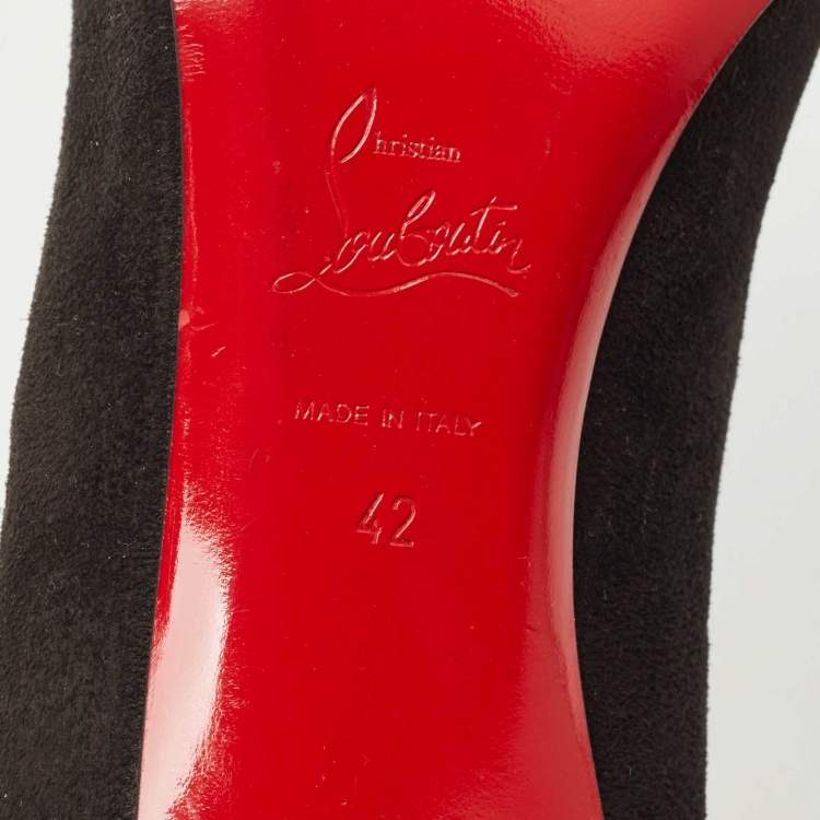 Pre Owned Christian Louboutin Black Suede Simple Pumps Size 42
