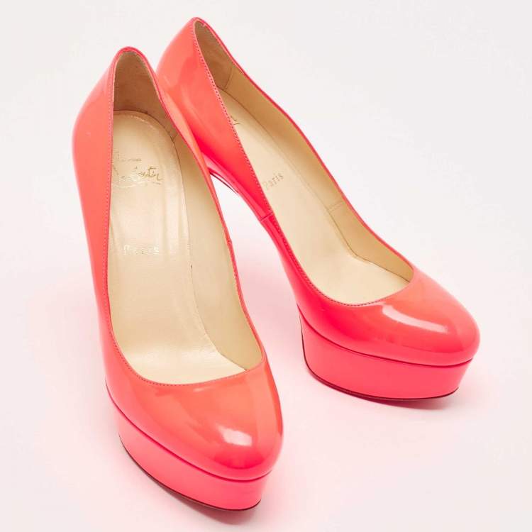 Pre Owned Christian Louboutin Neon Pink Leather Bianca Pumps Size 39.5