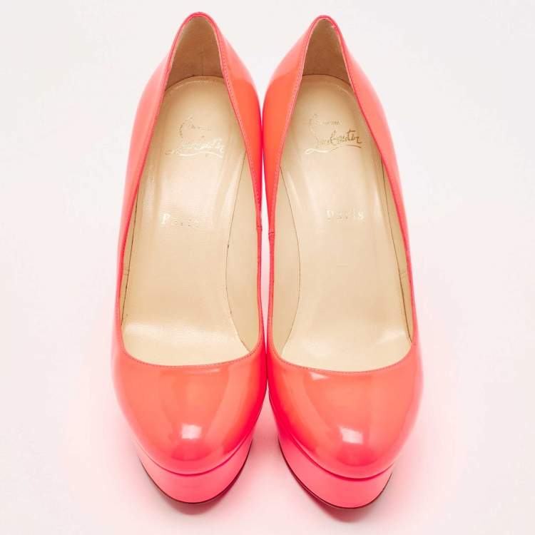 Pre Owned Christian Louboutin Neon Pink Leather Bianca Pumps Size 39.5