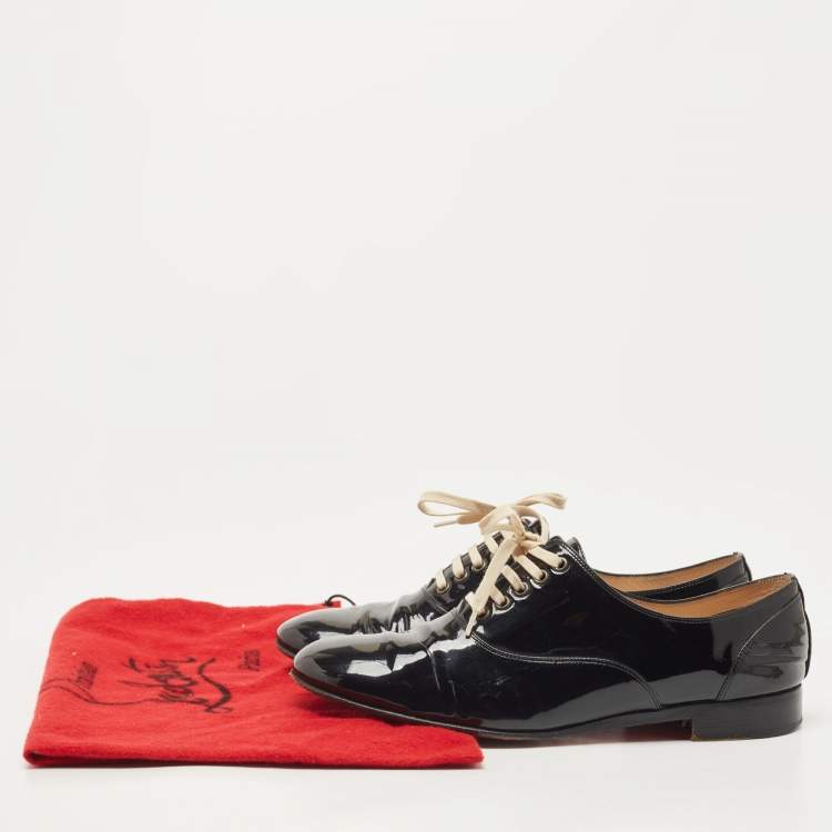 Pre Owned Christian Louboutin Black Patent Leather Fred Oxfords Size 37.5