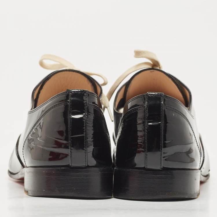 Pre Owned Christian Louboutin Black Patent Leather Fred Oxfords Size 37.5