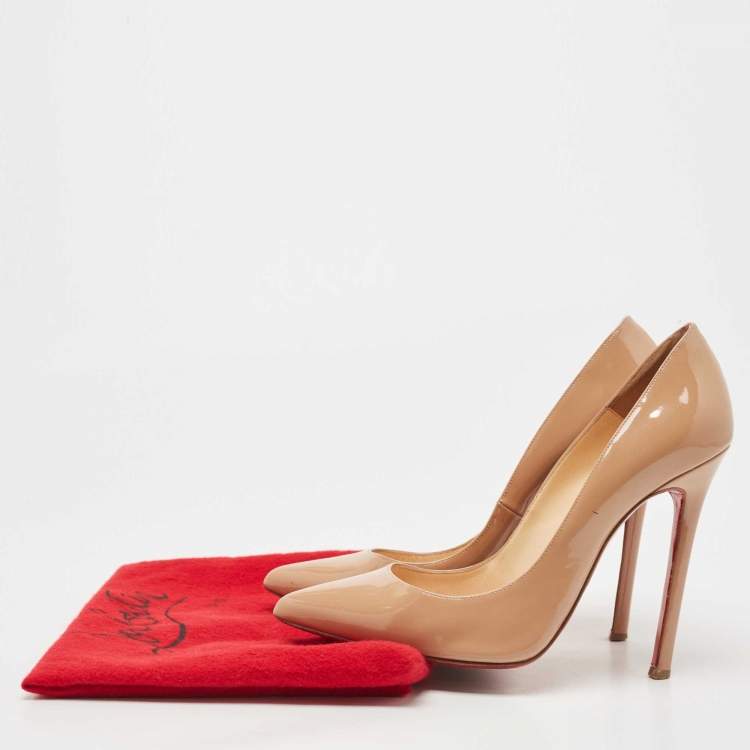 Pre Owned Christian Louboutin Beige Patent Leather So Kate Pumps Size 38.5